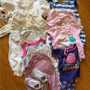 Lot of 15 Mixed Assorted Baby Girl Clothing Bundle 6-9 months m PJ One Piece